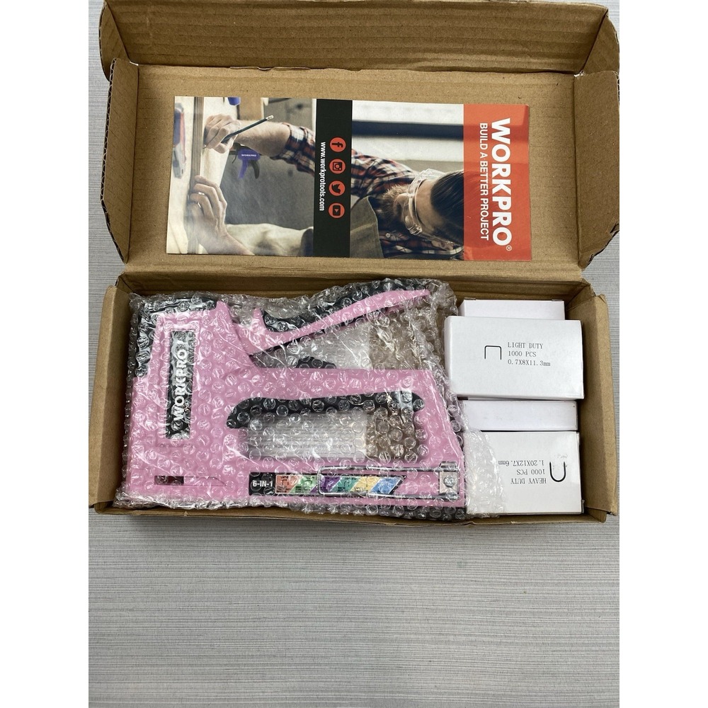 WORKPRO 6-in-1 Staple Gun Manual Brad‎ Nailer w/4000 Counts Staples Stapler Nail